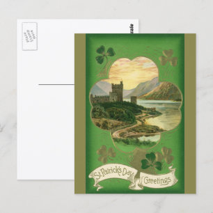 Cartão Postal Ruas Vintage. Patricks Day Saudações Castle Sham