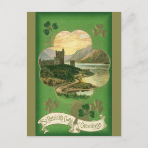 Cartão Postal Ruas Vintage. Patricks Day Saudações Castle Sham