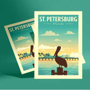 Cartão Postal Ruas Vintage. Petersburg Flórida