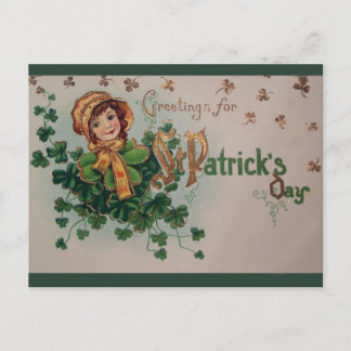 Cartão Postal Ruas Vintage, Shamrocks do Dia de Patrick e Lass I