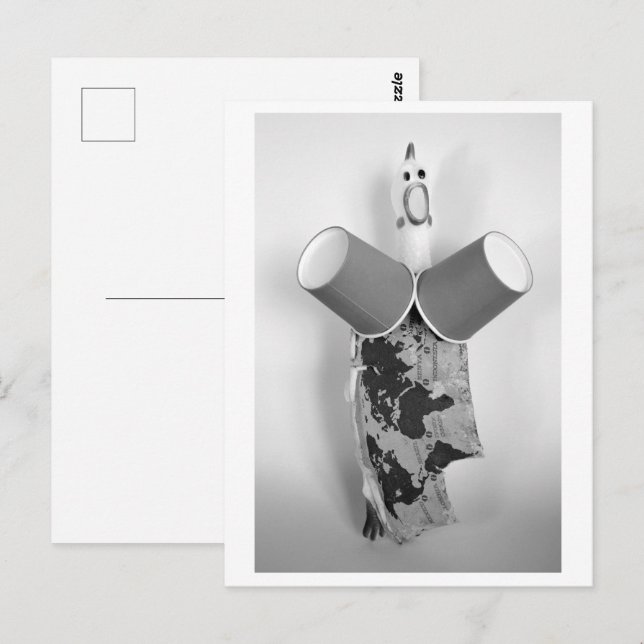 Cartão Postal Rubber chicken with coffee cups - Cup C (Frente/Verso)