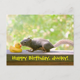 Cartão Postal Rubber Ducky e Squirrel Kissing