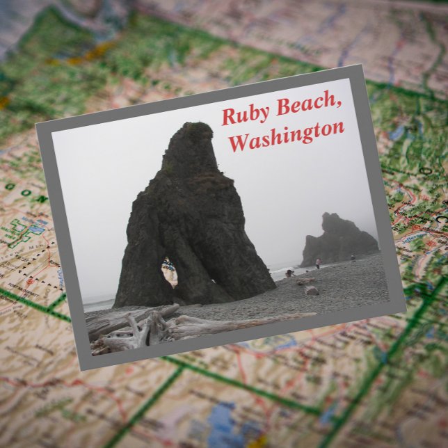 Cartão Postal Ruby Beach, Washington Viagem Photo (In Situ Map)