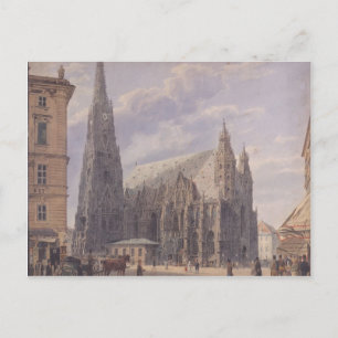 Cartão Postal Rudolf Alt- A Rua. Catedral de Stephen em Viena