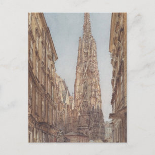 Cartão Postal Rudolf Alt- A Rua. Catedral de Stephen em Viena