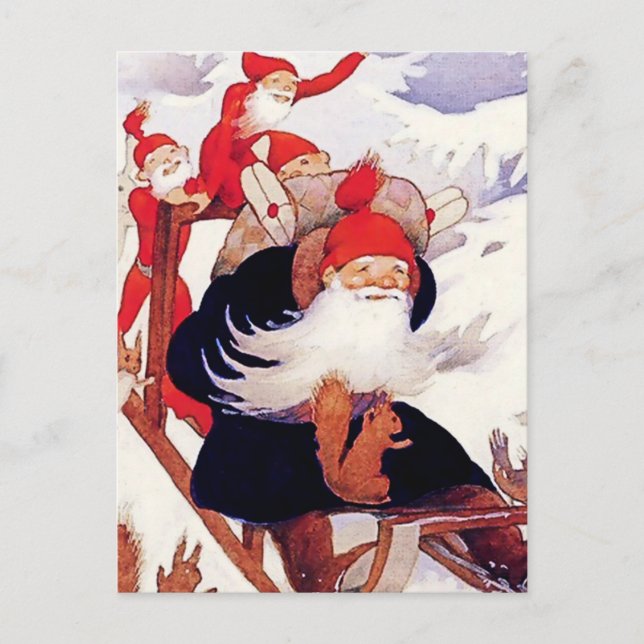 Cartão Postal Rudolf Koivu "Elves Sled Ride" (Frente)