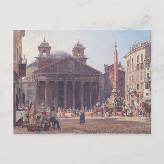 Cartão Postal Rudolf von Alt- O Panteão e a Piazza della (Frente)