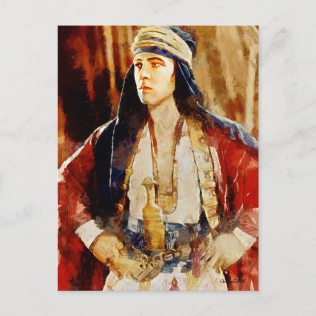 Cartão Postal Rudolph Valentino como Cartão-Postal Sheik Art (Frente)