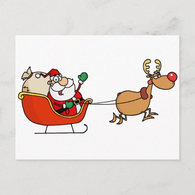 Cartão Postal Rudolph Voando Kris Kringle Em Sua Altura (Frente)