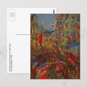 Cartão Postal Rue Montorgueil com Bandeiras de Claude Monet
