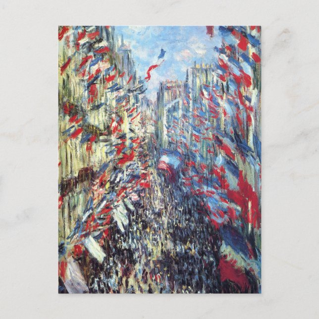 Cartão Postal Rue Montorgueil, Paris por Claude Monet (Frente)