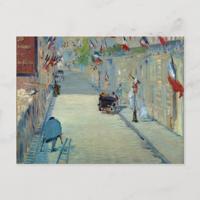 Cartão Postal Rue Mosnier com Flags Manet French Art (Frente)