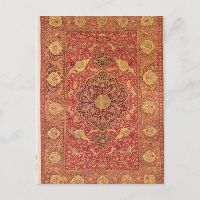 Cartão Postal Rug decorado com cenas de animais de combate (Frente)