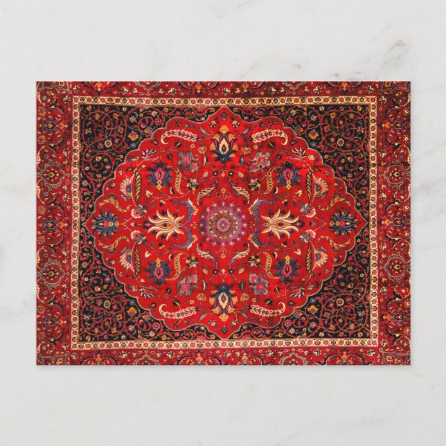 Cartão Postal Rug Persa Vermelho de Mashhad (Frente)