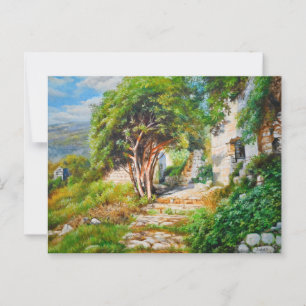 Cartão Postal Ruínas Antigas com Árvore Iluminada - Pintura a Ól