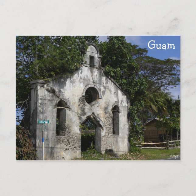 Cartão Postal Ruínas da Igreja Batista Guam (Frente)