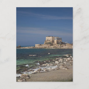 Cartão Postal Ruínas de Caesarea do porto construído por Herod,