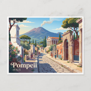Cartão Postal Ruínas de Pompéia com Monte Vesúvio Itália