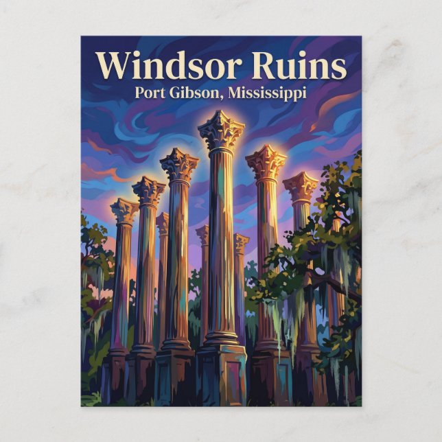 Cartão Postal Ruínas de Windsor Mississippi (Frente)