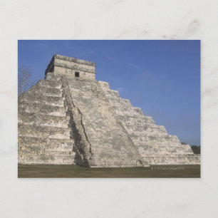 Cartão Postal Ruínas maias em Chichen Itza, Pirâmide Kukulcans