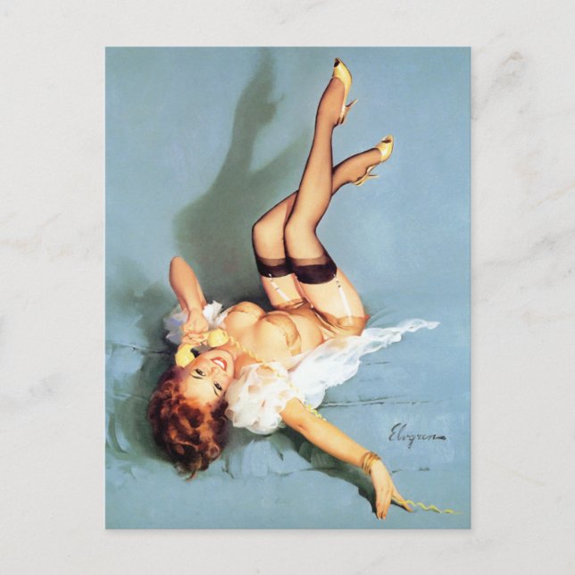 Cartão Postal Ruiva no pino do telefone (Frente)