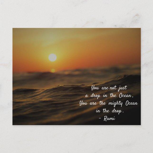 Cartão Postal Rumi fala sobre a vida. Você não é só uma gota... (Frente)