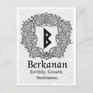 Cartão Postal Runas Berkanan /Fertilidade / Versão Branca