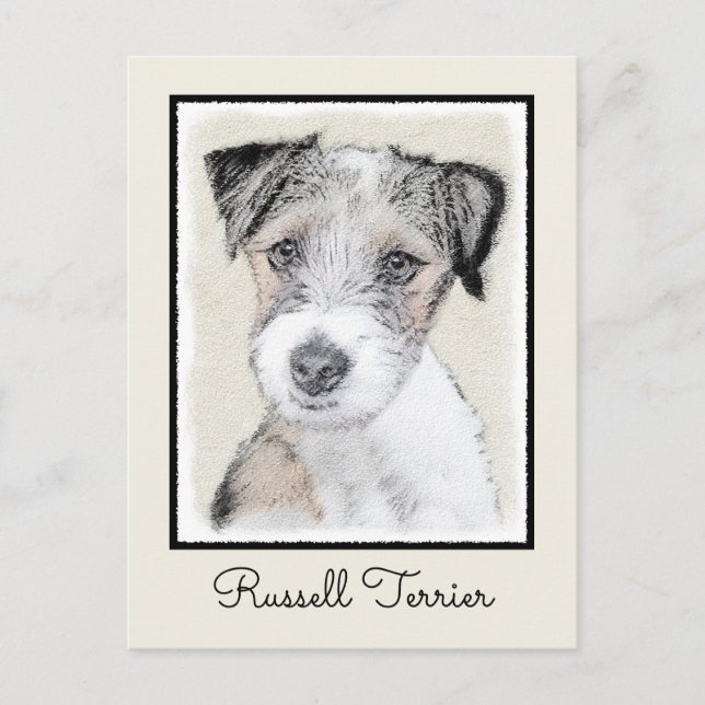 Cartão Postal Russell Terrier Rough Painting - Arte Original de  (Frente)