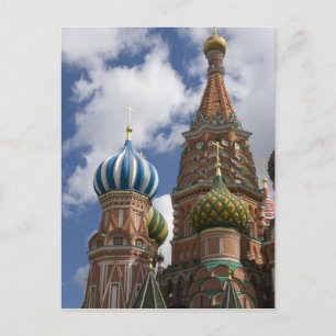Cartão Postal Rússia, Moscou, Praça Vermelha. Basílica de São Ba