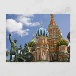 Cartão Postal Rússia, Moscou, Praça Vermelha. Rua, Basil 3
