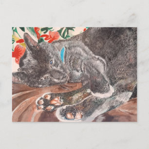 Cartão Postal Russo Blue cat Shorthair cats cinza Inglês