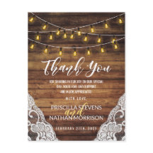 Russo Country String Lights Wood Lace Obrigado