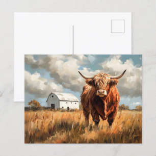 Cartão Postal Russo do Barno Branco da Highland Cow