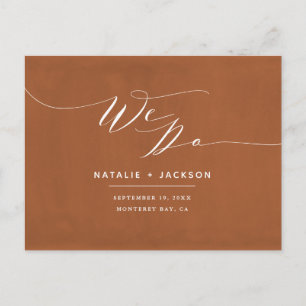Cartão Postal Rust + branco fazemos casamento elegante