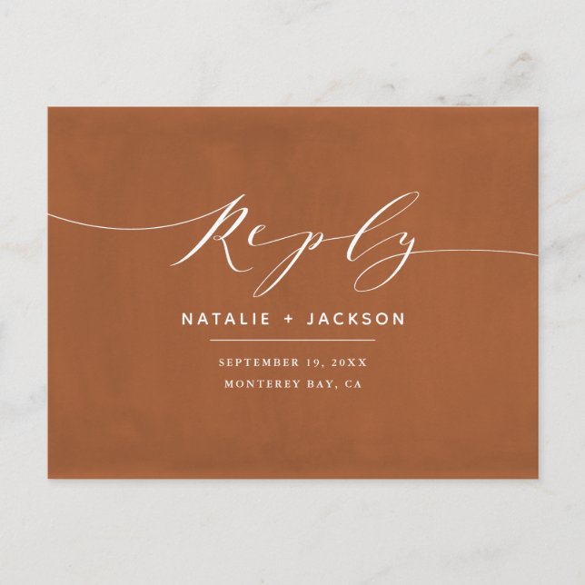 Cartão Postal Rust + resposta branca ao casamento elegante (Frente)