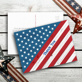 Cartão Postal Rustic American Flag USA Stars & Stripes Obrigado