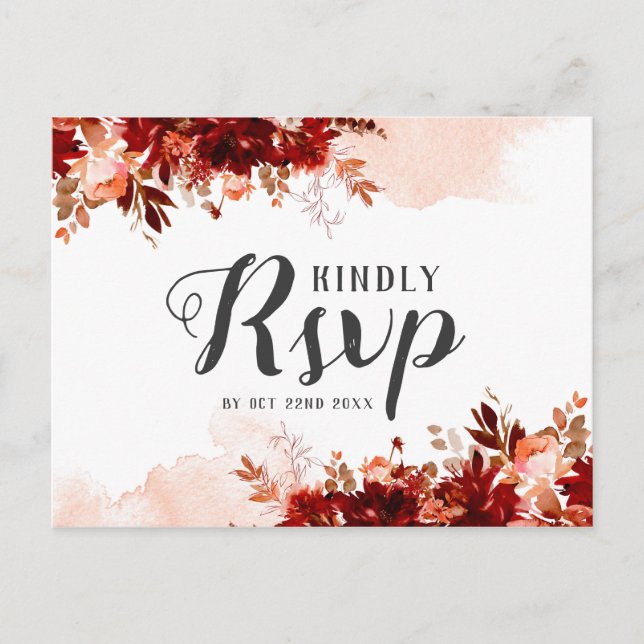 Cartão Postal Rustic Beauty Floral Wedding Meal Choice RSVP (Frente)