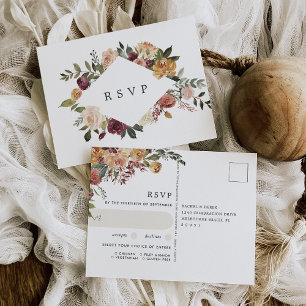 Cartão Postal Rustic Bloom Floral Weding Meal Choice RSVP