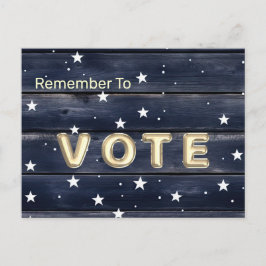 Cartão Postal Rustic Blue Wood Stars  Vote