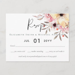 Cartão Postal Rustic Blush Floral Sage Weding RSVP