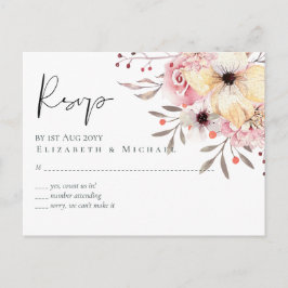 Cartão Postal Rustic Blush Floral Sage Weding RSVP