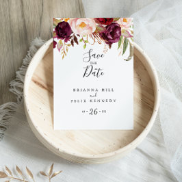 Cartão Postal Rustic Boho Colorful Floral Salvar a Data
