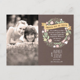 Cartão Postal Rustic Boho Pastel Flower Wreath Obrigado