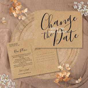 Cartão Postal Rustic Change the Date Postpond Canceled Event (Mu