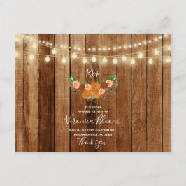 Cartão Postal Rustic Chic Barn Wood Post Card RSVP Card