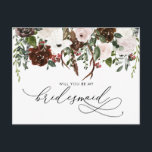 Cartão Postal Rustic Country Floral | Be My Bridesmaid<br><div class="desc">Peça aos seus melhores amigos ou familiares que façam parte do seu dia especial com este cartão floral "Will You Be My Bridesmaid", que inclui flores de aquarela e um roteiro de caligrafia feminina. Cartões de proposta de "Madrinha de casamento", "Materna de honra" ou "Garota Flor". Adicione seu texto personalizado...</div>