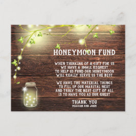 Cartão Postal Rustic Country Mason String Lights Honeymoon Fund
