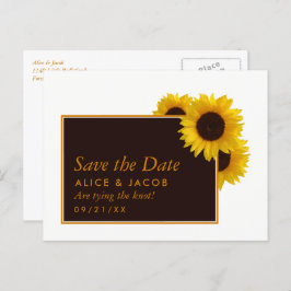Cartão Postal Rustic Country Sunflower - Casamento Salve a Data