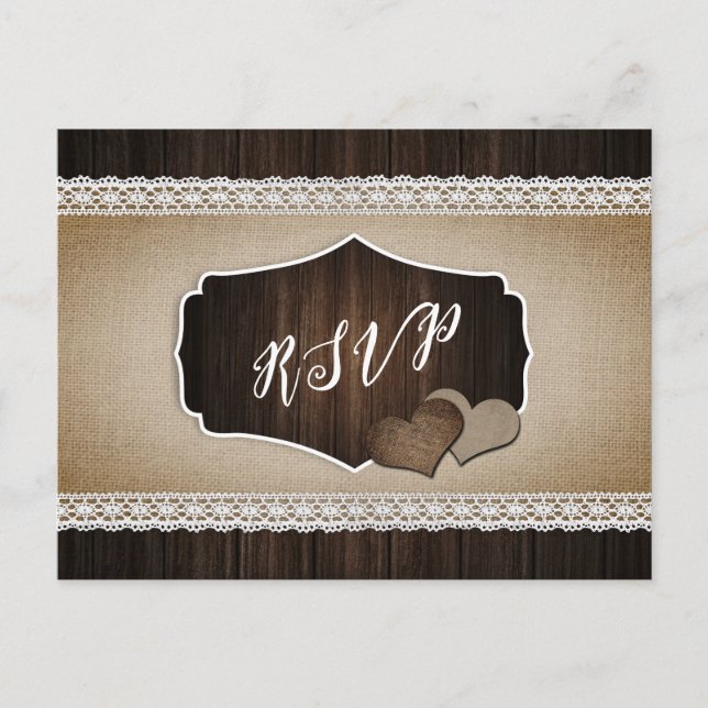 Cartão Postal Rustic Country Weding RSVP Postcard Choice (Frente)