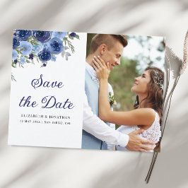 Cartão Postal Rustic Elegance – Boho Navy Flower Wedding